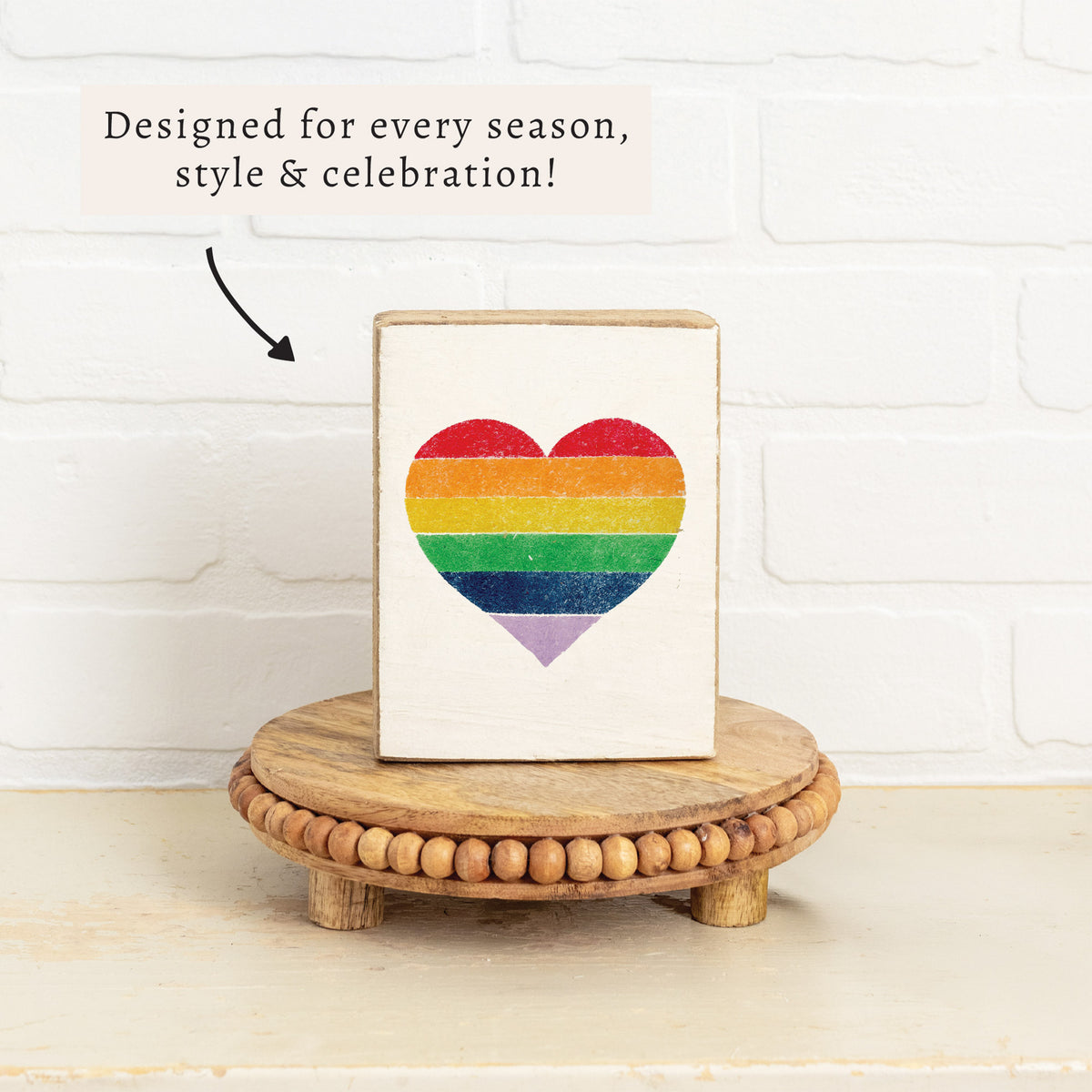 Rainbow Heart Block Sign
