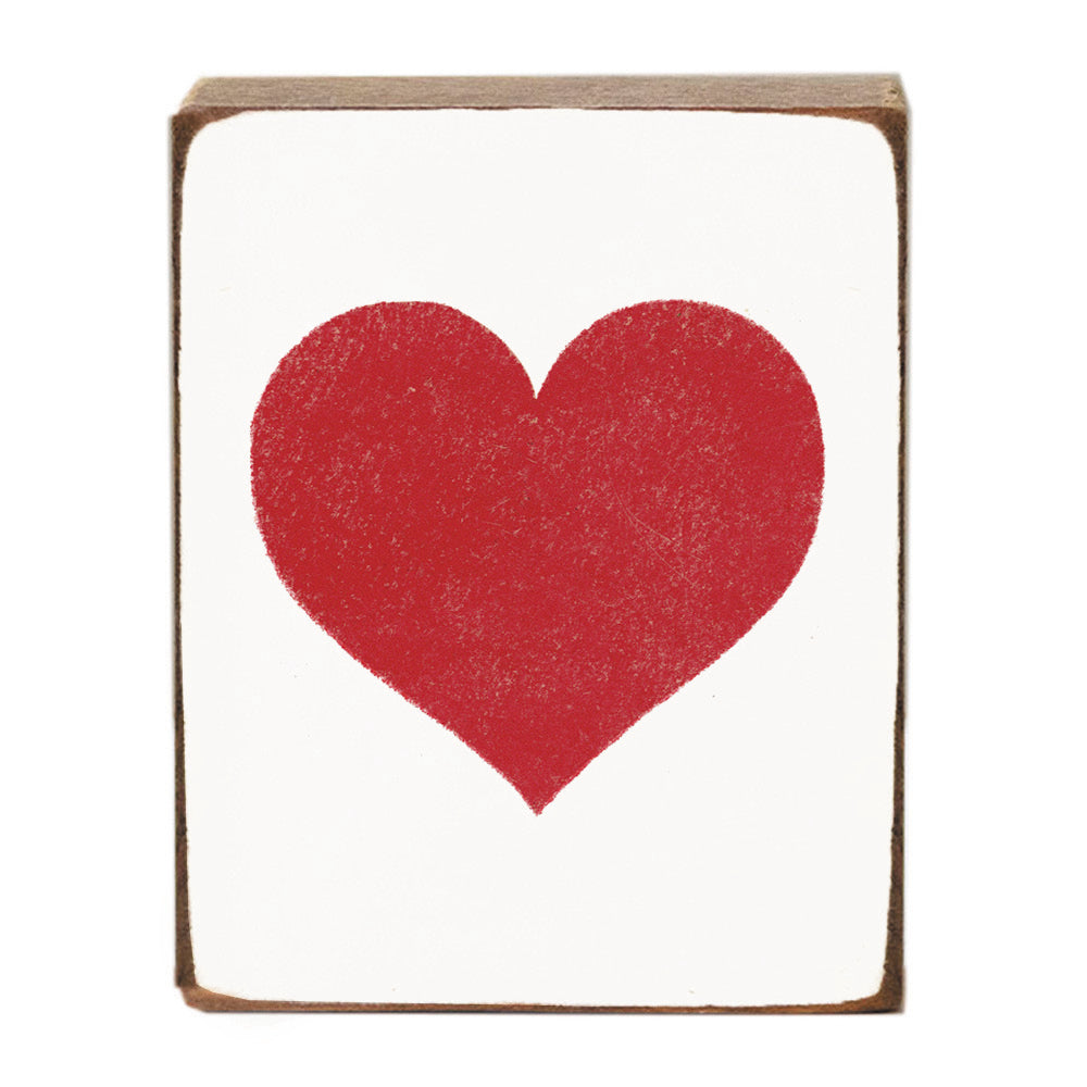 Red Heart Decorative Wooden Block