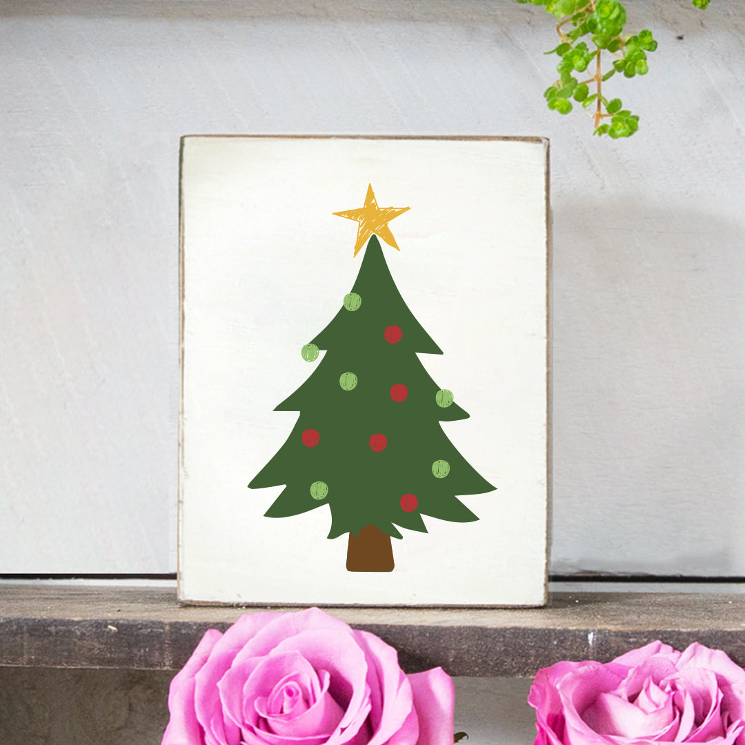 Christmas Tree Decorative Wooden Block