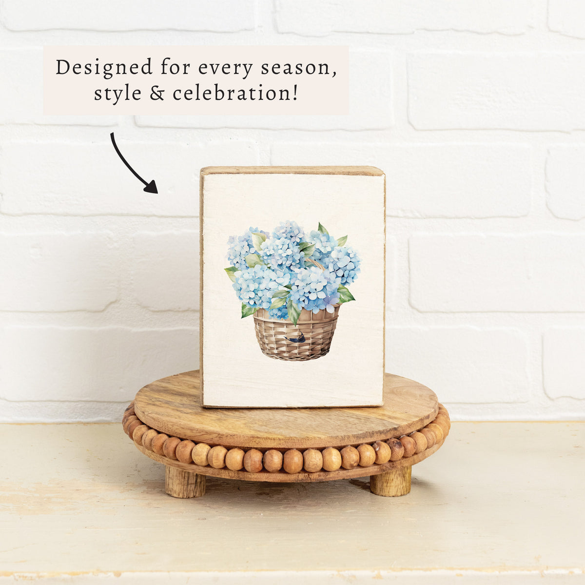 Nantucket Hydrangea Basket Block Sign
