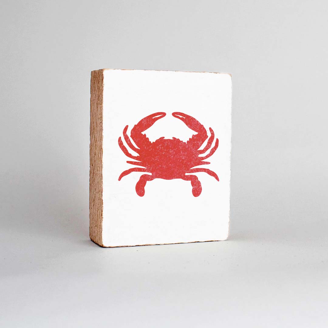 Exclusive Half Full Red Crab Decorative Wooden Block