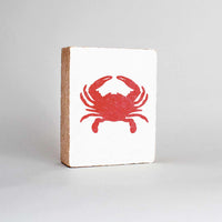 Exclusive Half Full Red Crab Decorative Wooden Block