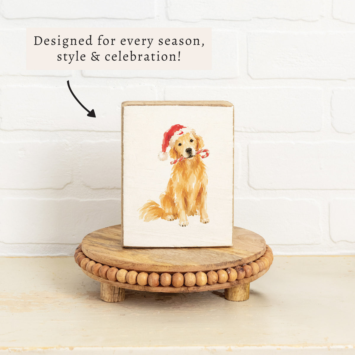 Nantucket Holiday Golden Retriever Block Sign