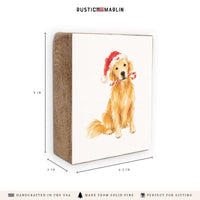 Nantucket Holiday Golden Retriever Block Sign