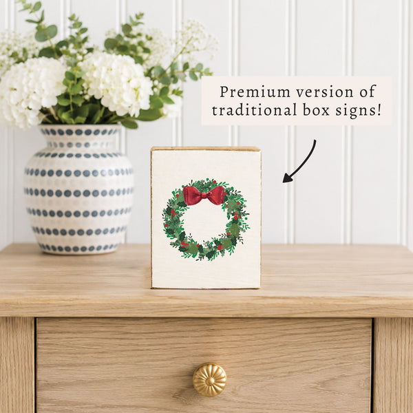 Holiday Wreath Block Sign