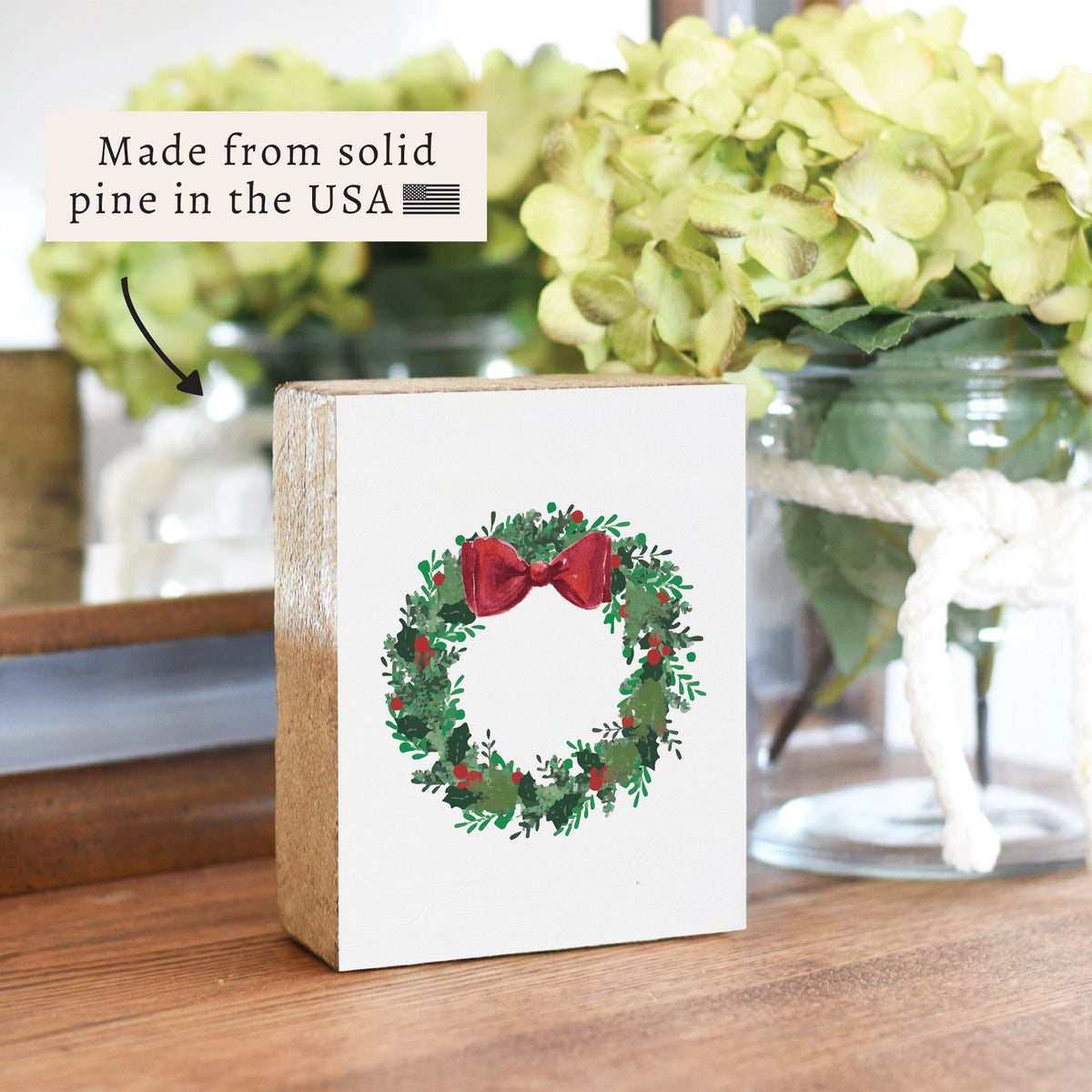 Holiday Wreath Block Sign