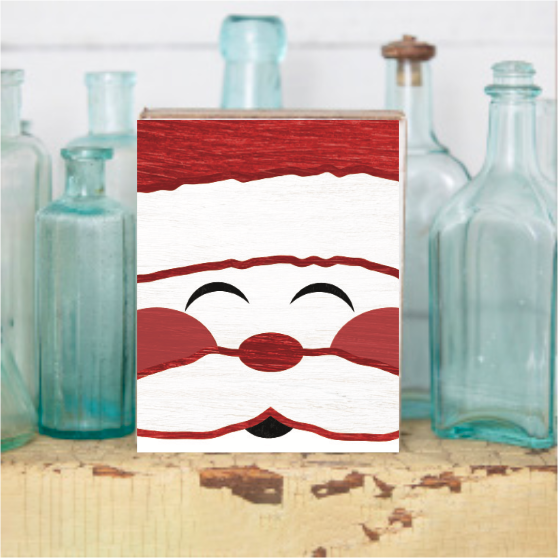 Santa Face Decorative Wooden Block