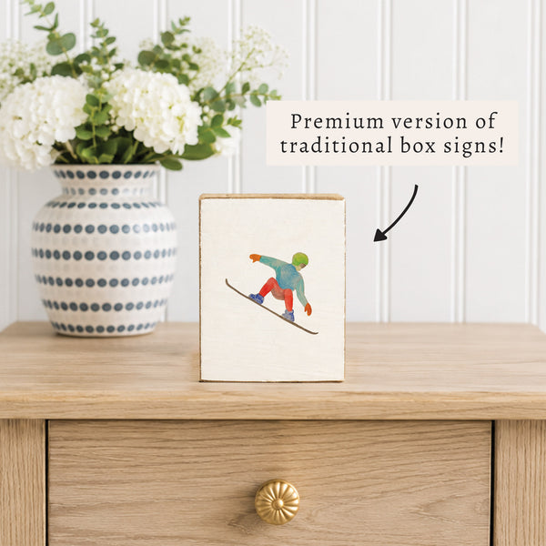 Watercolor Snowboarder Block Sign