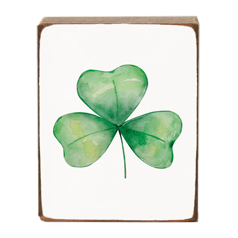 Watercolor Shamrock Square Block Sign