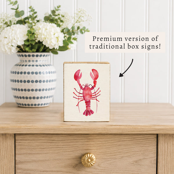 Lobster Watercolor Block Sign