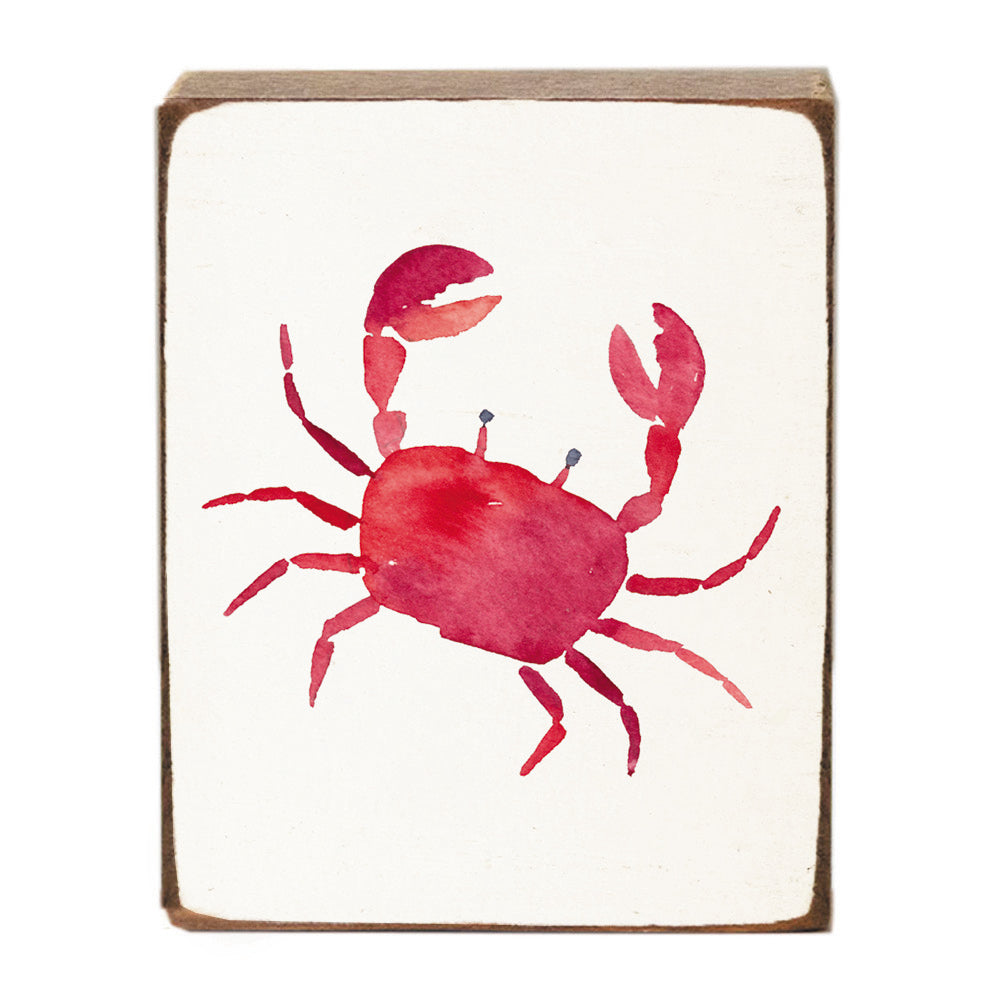 Watercolor Crab Wood Block