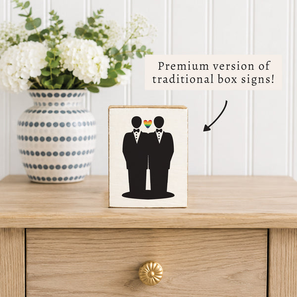 Grooms Rainbow Heart Block Sign