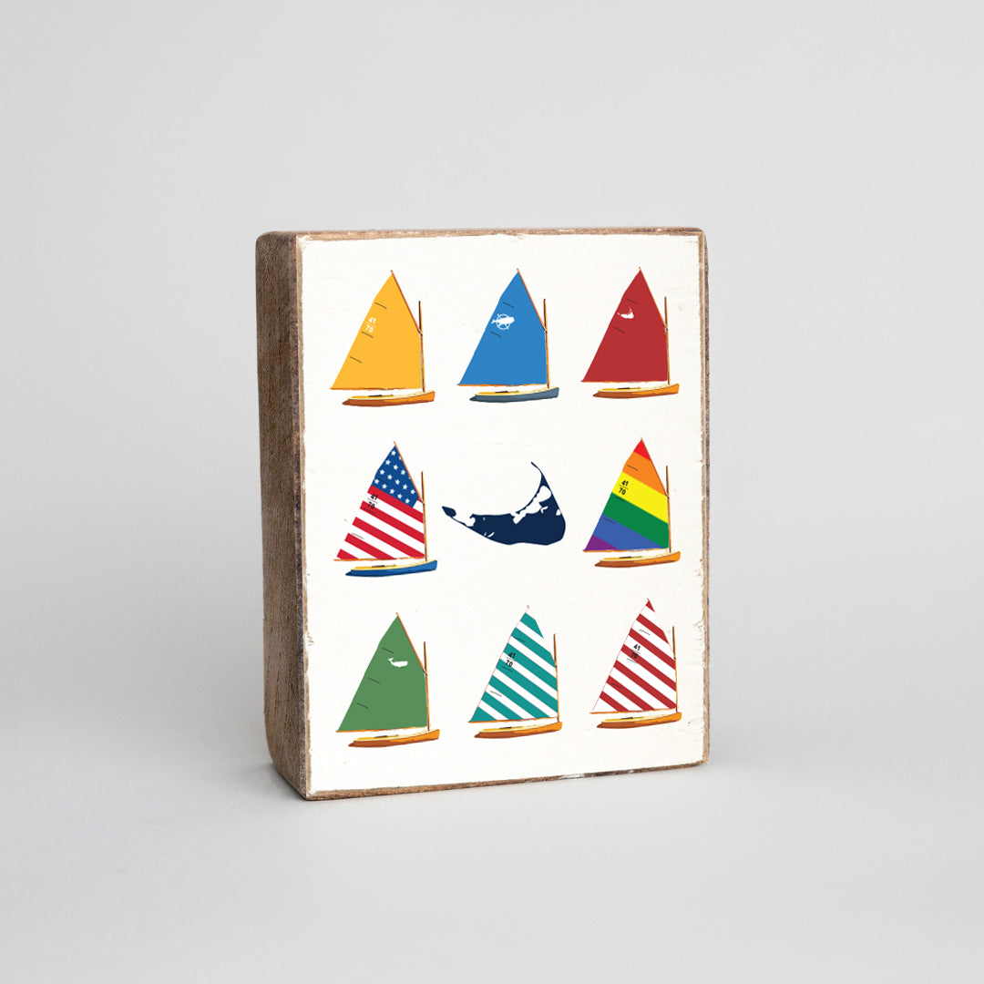 Exclusive Four Winds Cat Boats Decorative Wooden Block