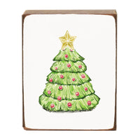 Star Topped Christmas Tree Wood Block