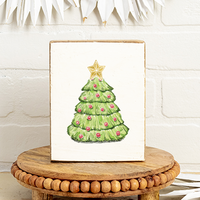 Star Topped Christmas Tree Wood Block