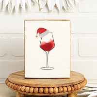 Santa Wine Wood Block
