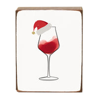 Santa Wine Wood Block