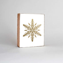 Load image into Gallery viewer, Gold Snowflake Decorative Wooden Block
