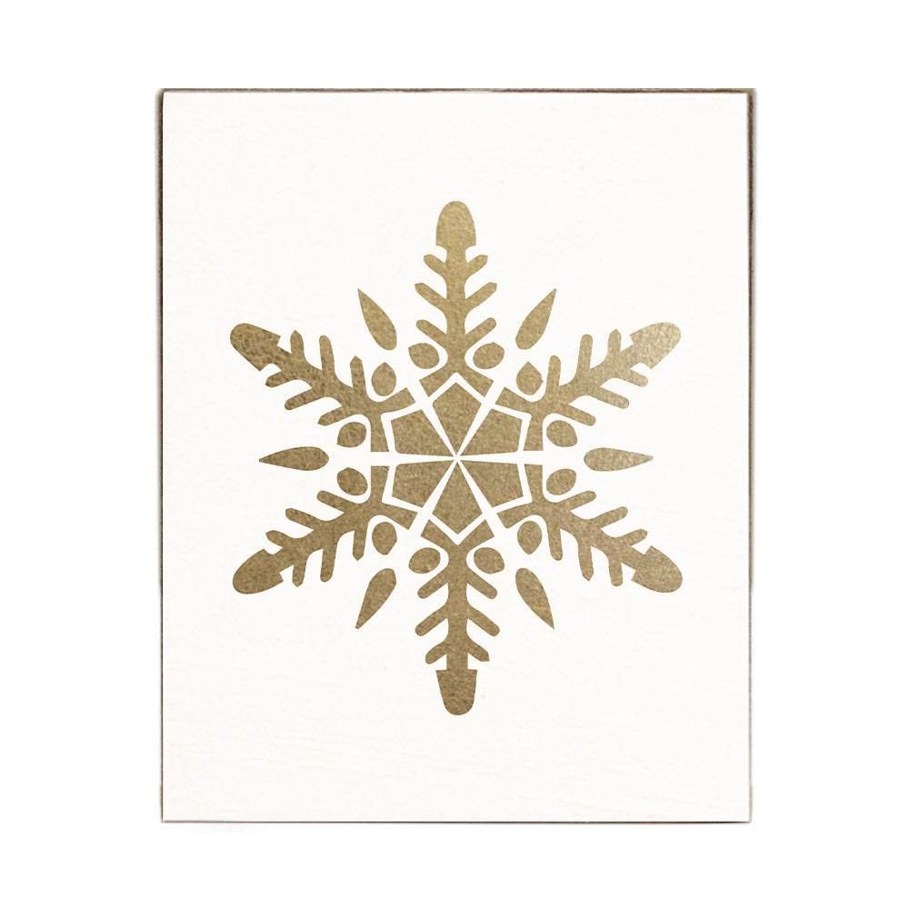Gold Snowflake Block Sign