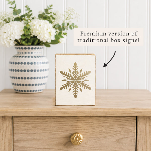 Gold Snowflake Block Sign