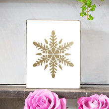 Load image into Gallery viewer, Gold Snowflake Decorative Wooden Block
