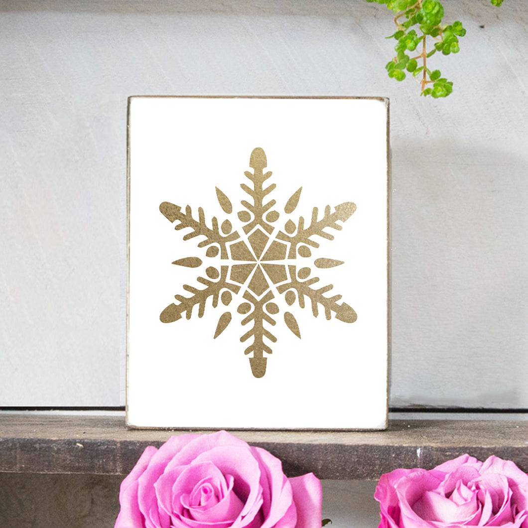 Gold Snowflake Decorative Wooden Block