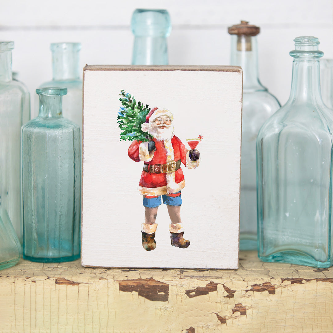 Coastal Santa Decorative Wooden Block