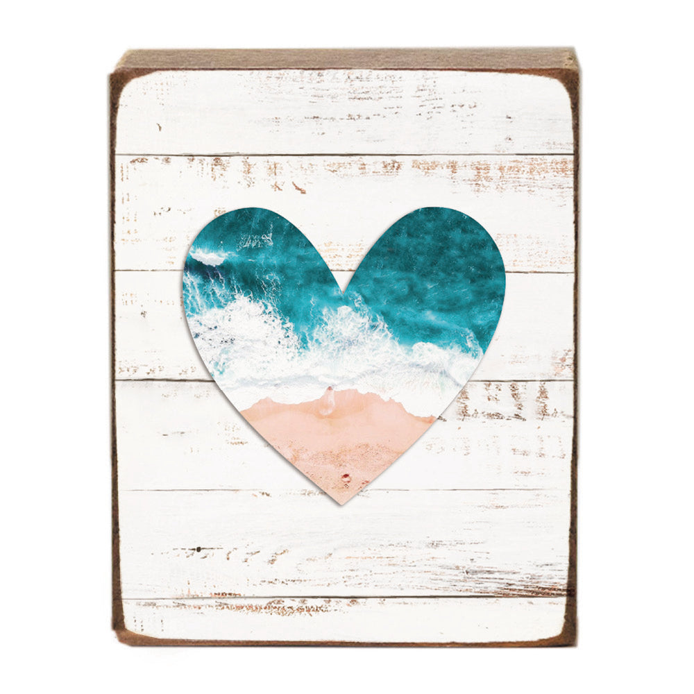 Seascape Heart Wood Block