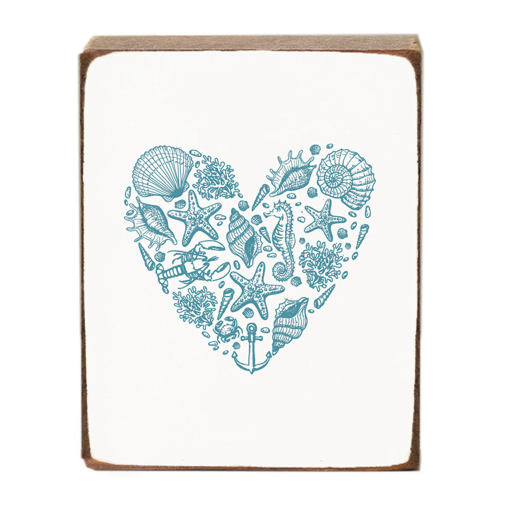 Coastal Heart Wood Block