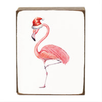 Flamingo Santa Block Sign