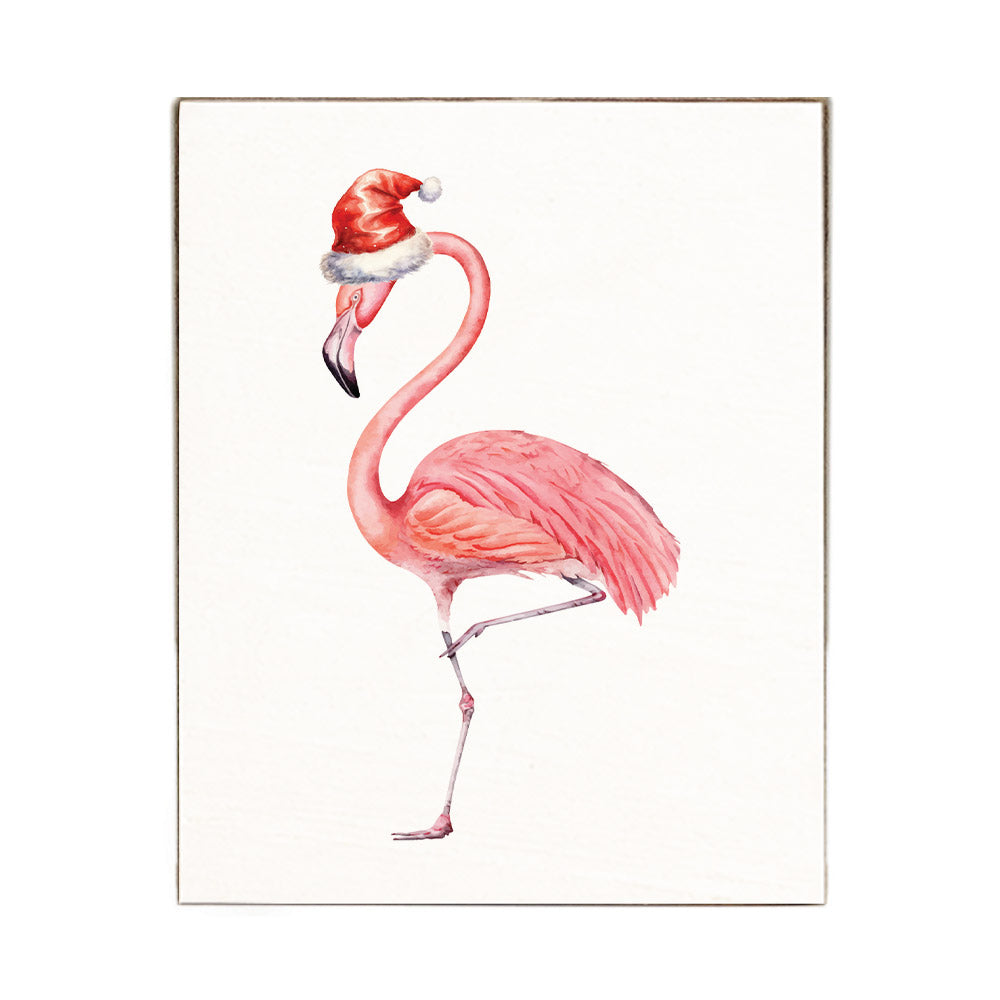 Flamingo Santa Block Sign