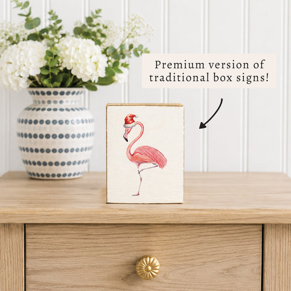 Flamingo Santa Block Sign