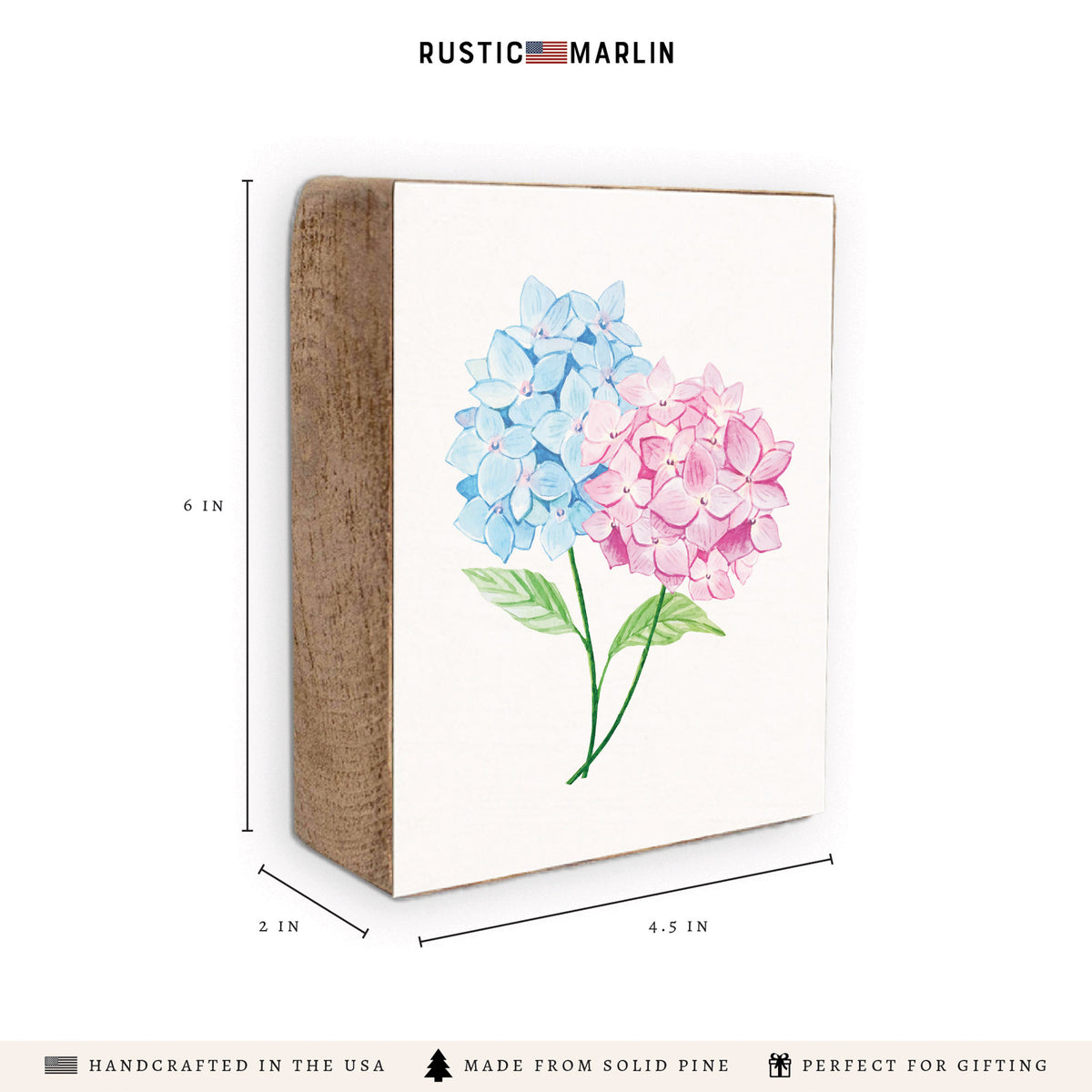 Pastel Hydrangea Block Sign