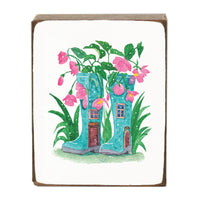 Floral Wellies Block Sign