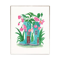 Floral Wellies Block Sign
