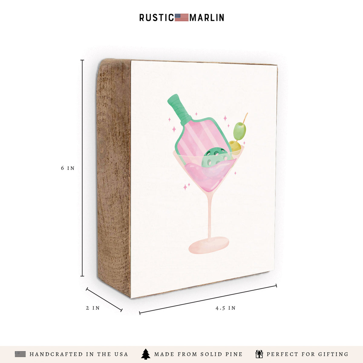 Pickleball Martini Block Sign