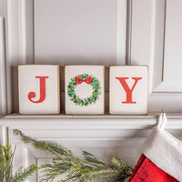 Joy Wreath Decorative Wooden Block Bundle