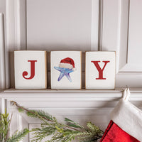 Joy Starfish Santa Decorative Wooden Block Bundle