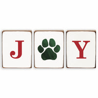 Joy Paw Print Decorative Wooden Block Bundle