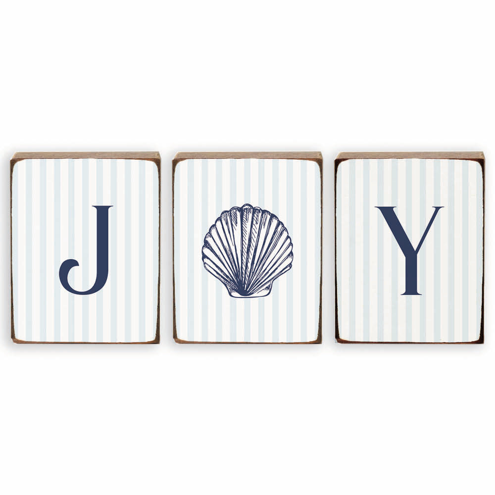 Joy Clam Shell Decorative Wooden Block Bundle