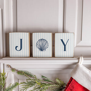 Joy Clam Shell Decorative Wooden Block Bundle