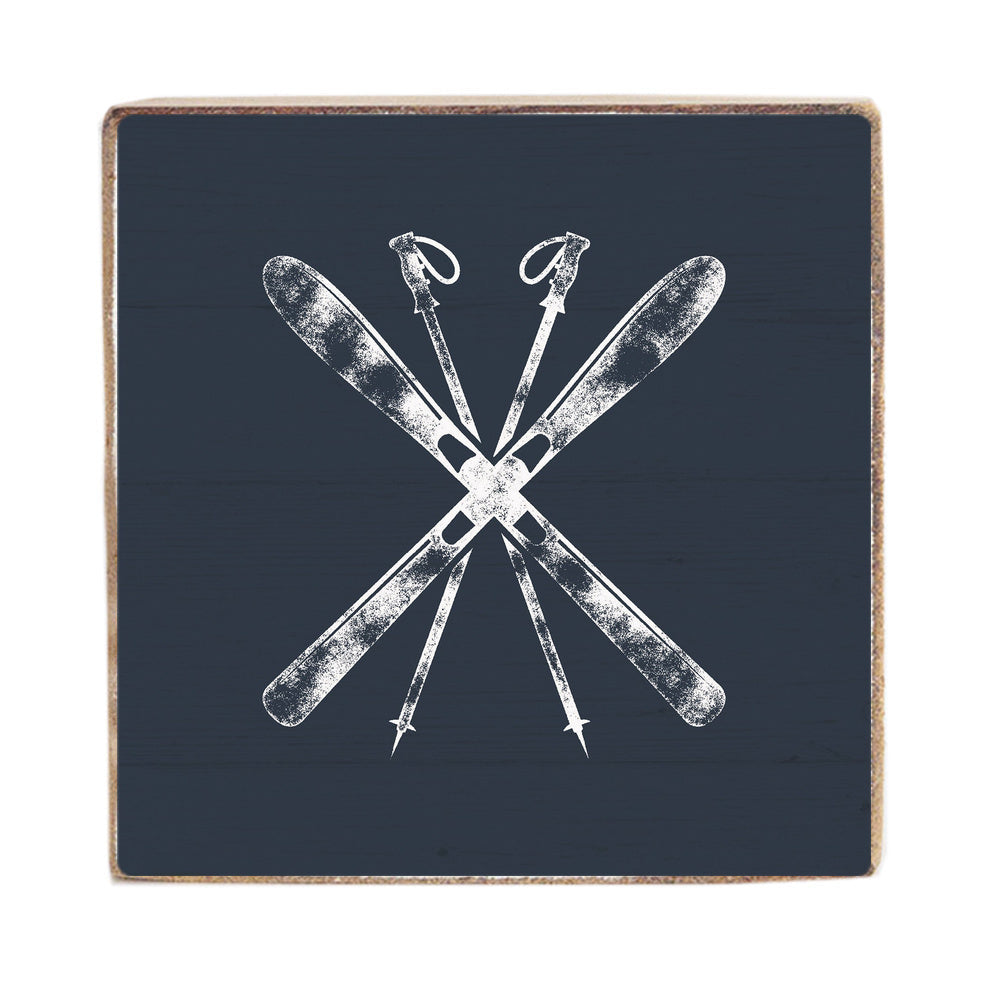 Skis 6x6 Block Sign