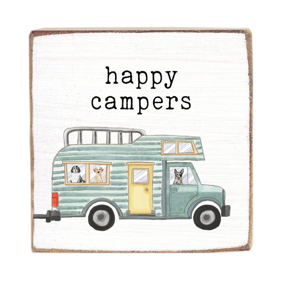 Happy Campers Wood Block