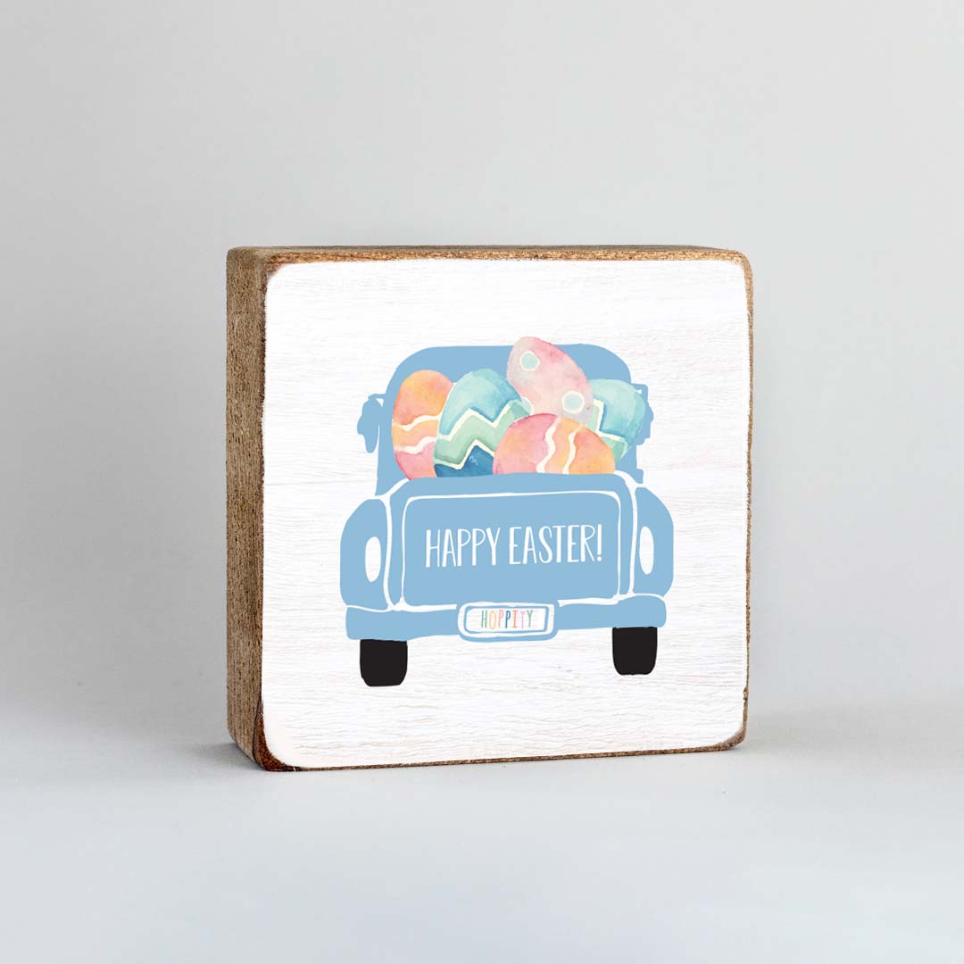 Easter Truck Decorative Wooden Block