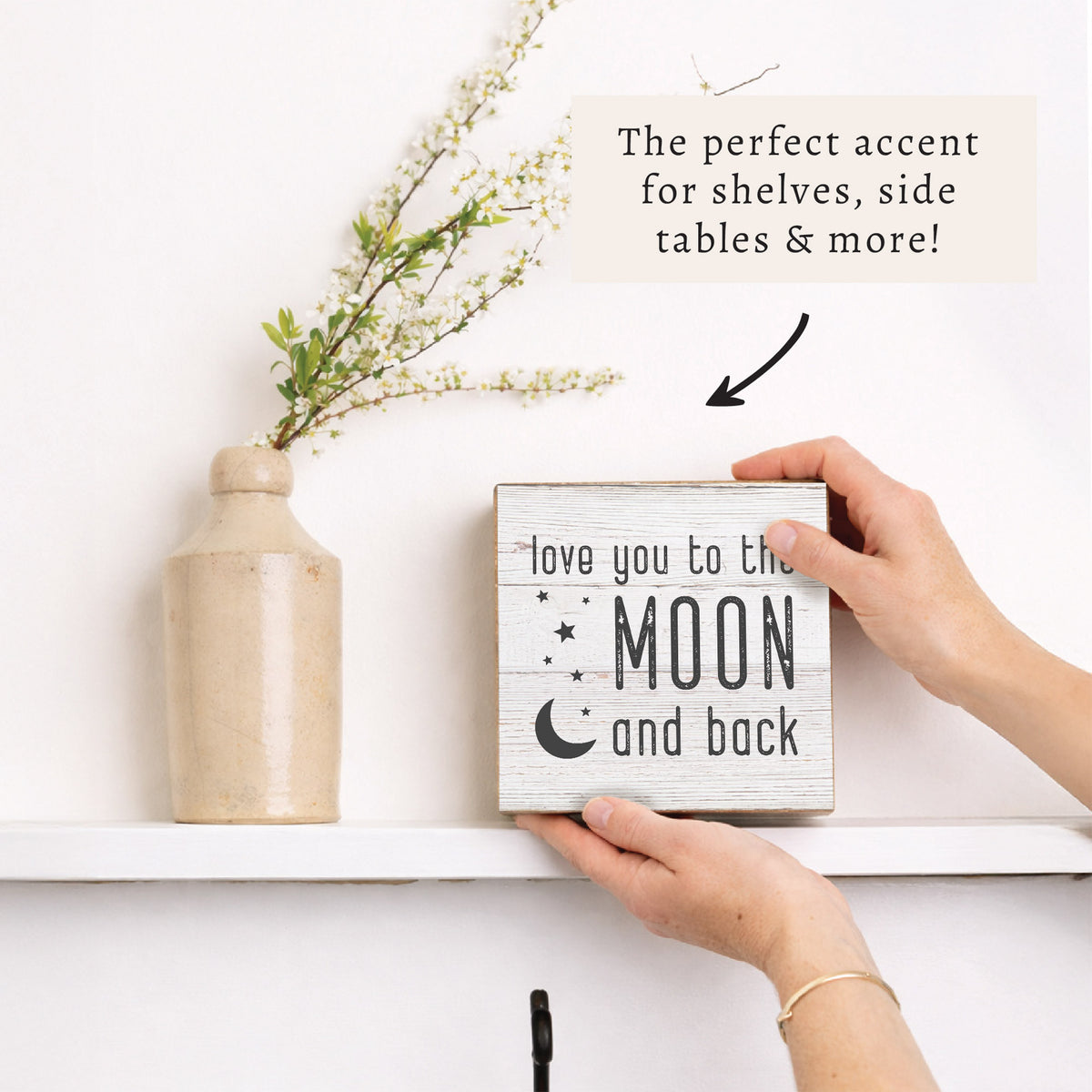 Love You To The Moon Block Sign