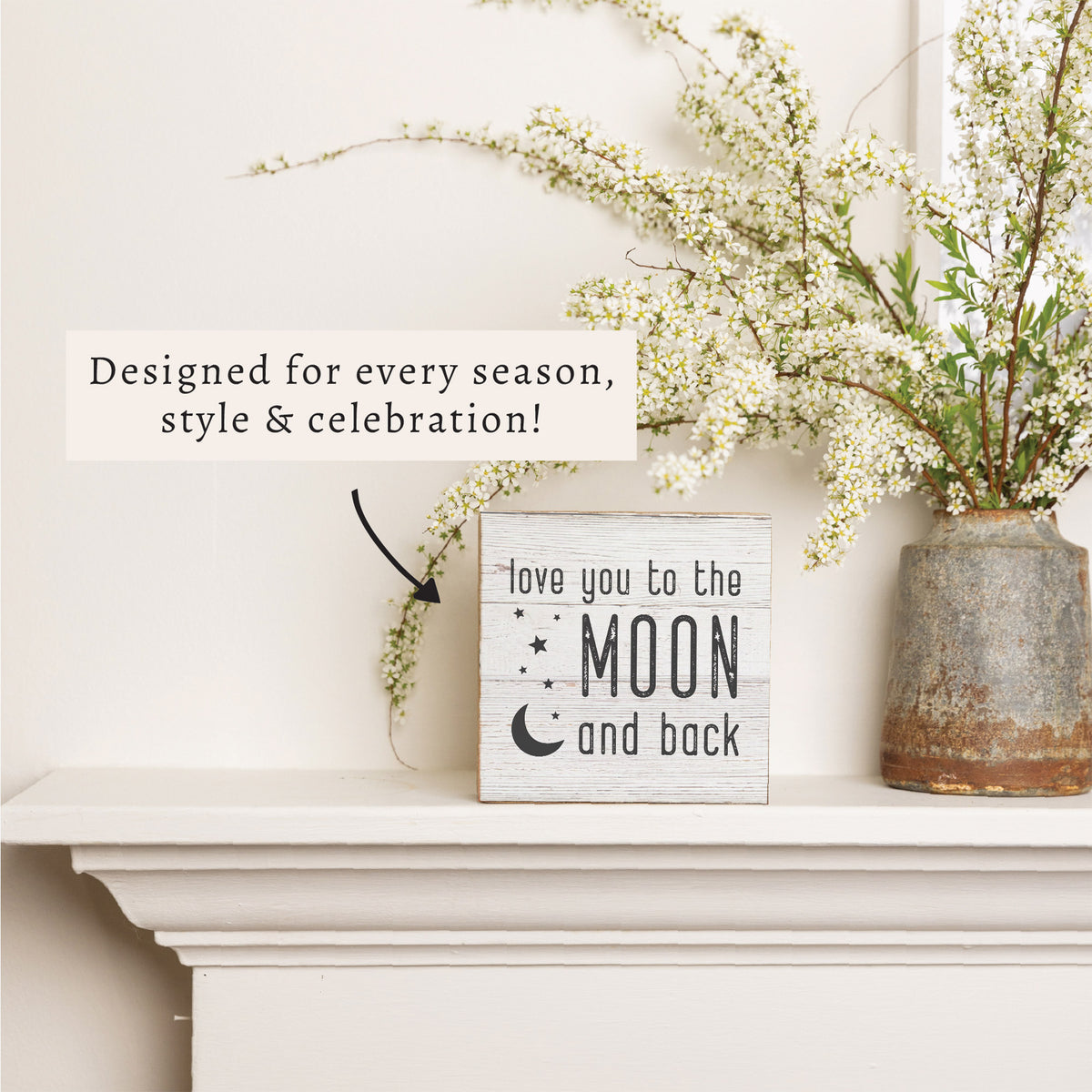 Love You To The Moon Block Sign