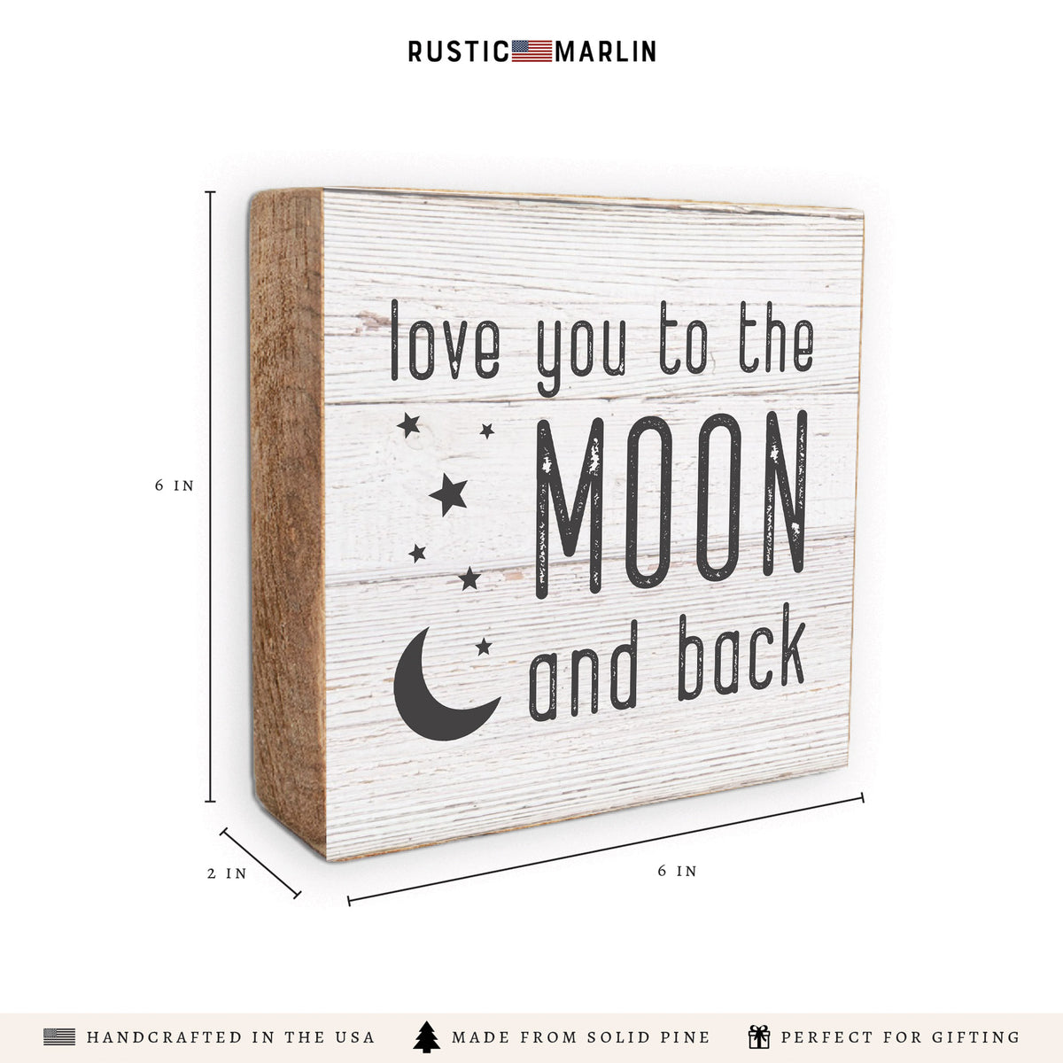 Love You To The Moon Block Sign