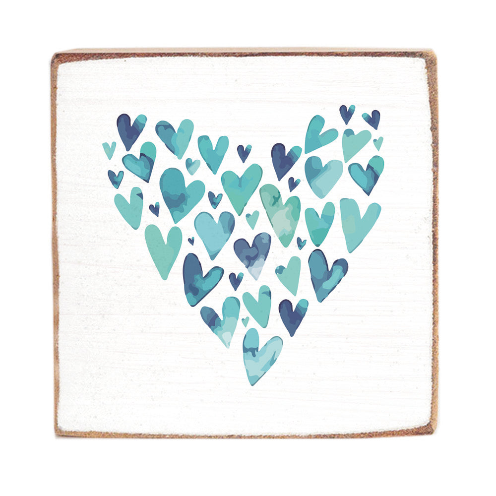 Watercolor Heart Decorative Wooden Block