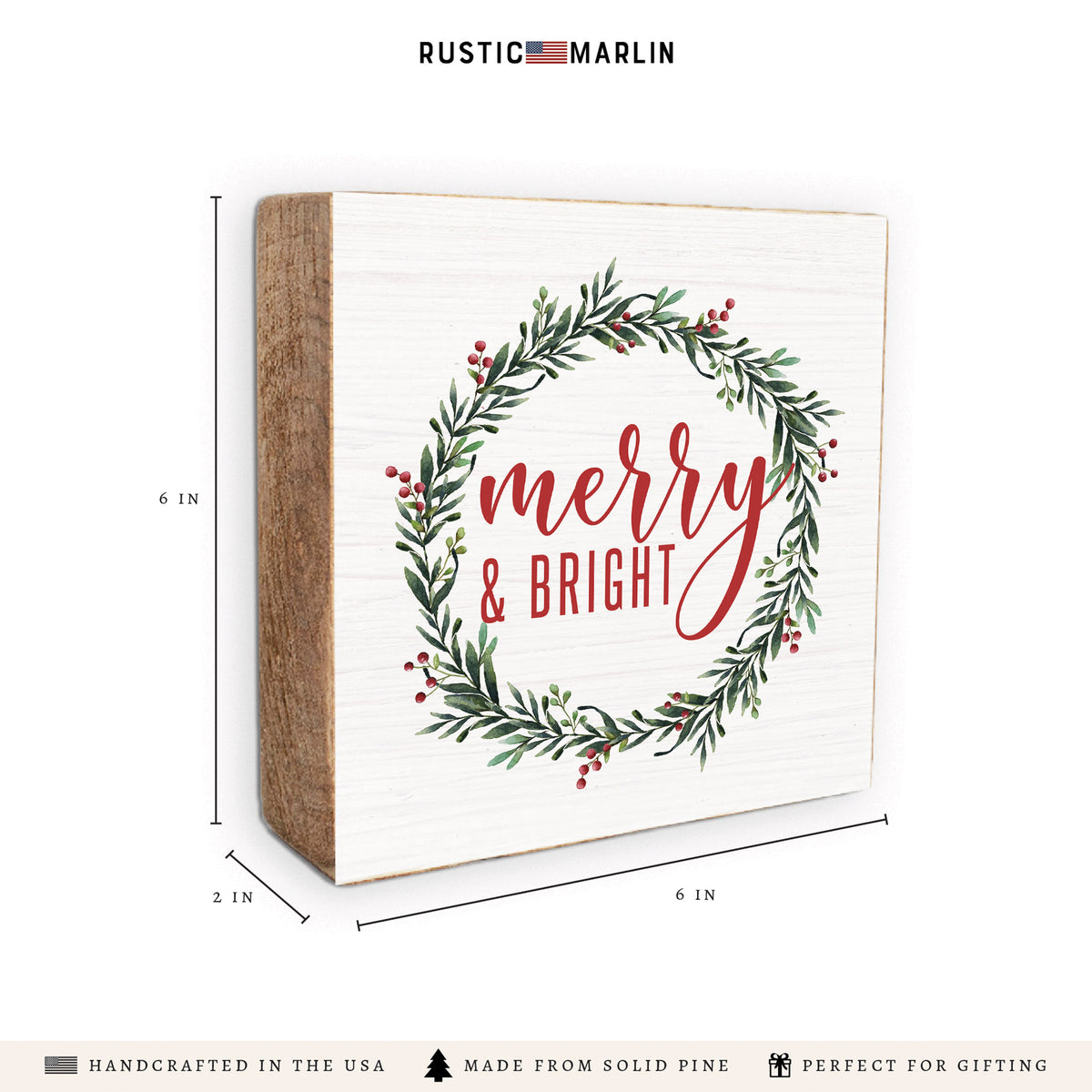 Merry And Bright Block Sign