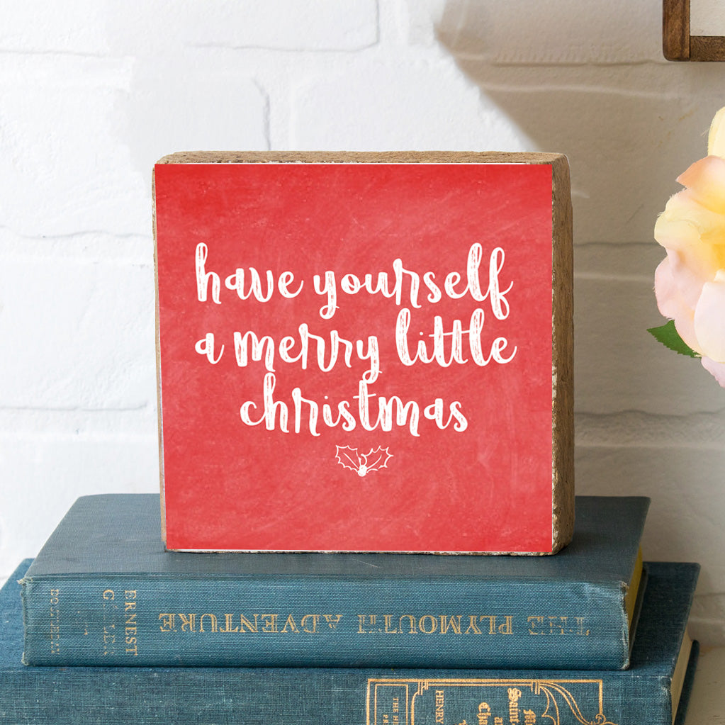 Merry Little Christmas Decorative Wooden Block